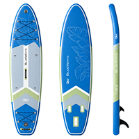 Planche de paddle gonflable en gros 335x84x15cm, 33 pouces de large, kit DWF Drop Stitch motif feuille tropicale avec pompe à manomètre, OEM CE BSCI