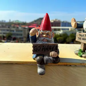 Cute Funny Resin Garden Gnome Figurine With Attitude Sign Outdoor Ornament For Garden Decor