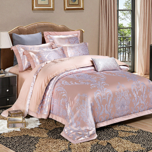 Parure <span class=keywords><strong>de</strong></span> Lit <span class=keywords><strong>de</strong></span> Luxe <span class=keywords><strong>Haut</strong></span> <span class=keywords><strong>de</strong></span> <span class=keywords><strong>Gamme</strong></span> en <span class=keywords><strong>Coton</strong></span> Jacquard Brodé Doux, <span class=keywords><strong>Housse</strong></span> <span class=keywords><strong>de</strong></span> <span class=keywords><strong>Couette</strong></span>, Taies d'Oreiller et Drap pour Mariage, Grandes Tailles Queen et King - Product Image 1