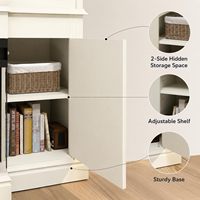 Meuble TV blanc antique Kalsubo de 63 pouces avec foyer électrique 3 faces et manteau de cheminée, tiroirs, centre de divertissement moderne pour téléviseur de 70 pouces
