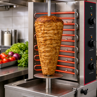 Grill à shawarma électrique rotatif commercial, avec réglage de la vitesse, 3 brûleurs, machine à kebab doner, équipement de cuisine pour restaurant
