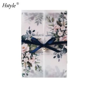 Wedding <strong>Invitations</strong> Cards With Sleeves and Envelopes and Ribbon Belly Band Pearl Embellishments Wedding <strong>Invitation</strong> Cards HS1375 - Product Image 6