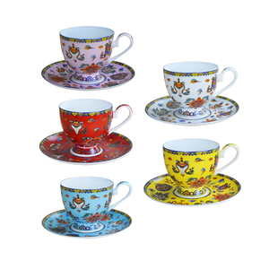Tasses à <span class=keywords><strong>café</strong></span> et soucoupes en céramique tibétaine aux huit motifs de bon augure, porcelaine, 5 couleurs, tasses à thé, plat pour le <span class=keywords><strong>Tibet</strong></span> - Product Image 5