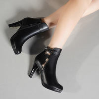 Sepatu Boots Wanita Model Ujung Lancip Hak Kotak Kulit Sapi Asli Musim Dingin Terbaru, Fashion Tinggi, Grosir, Ukuran Besar, Ekspor