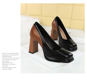 Tacón grueso Estilo retro de moda Bombas temperamento boca baja de las mujeres barato Punta estrecha <span class=keywords><strong>zapatos</strong></span> súper altos - Product Image 6