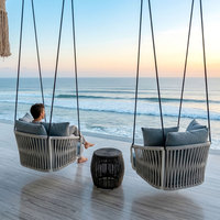 Fauteuil suspendu de luxe blanc pour extérieur, hamac en corde tressée, siège de balançoire pour porche, mobilier de balcon