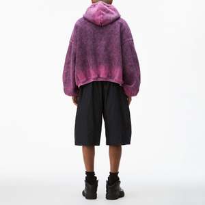 GDTEX Sweatshirts unisexes surdimensionnés en molleton de coton 100% sérigraphie personnalisée à capuche couleur unie délavé à l'acide pour l'automne et l'hiver - Product Image 3