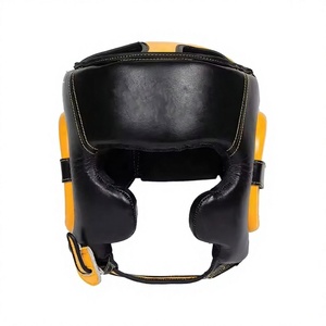 <b>Black</b> Boxing PU Leather Protective Boxing Head Guard with Clear Visor Adjustable Buckle Closure up 7 Air Vents for Adults Unisex - Product Image 1
