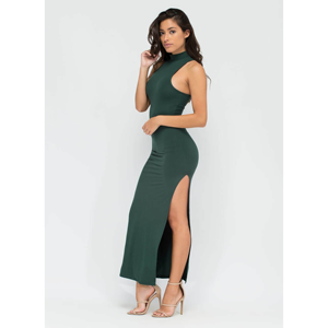 TD Vivica essenziale abito Maxi a spacco alto Elegent Hunter Green Fashion volant stile impero carino per Day Club Beach Party XS