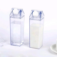 500ml/1000ml sans BPA, vente en gros, tasse transparente en plastique, récipient à lait, bouteille d'eau transparente, gobelet en acrylique avec couvercle