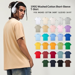 T-shirt uni en pur coton 190g à col rond, style transfrontalier, taille européenne standard, manches courtes, coupe ample, vierge pour publicité - Product Image 1