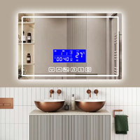 ShenLan 12V 5A 60W Désembueur intelligent à capteur tactile anti-buée pour miroir, avec affichage de l'heure/température, 6 touches, trois couleurs, indice de protection IP24