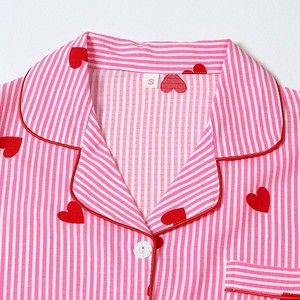 Ensemble de pyjama personnalisé en gros à imprimé cœur, en seersucker et crêpe <span class=keywords><strong>bulle</strong></span>, 2 pièces, pour femme - Product Image 2