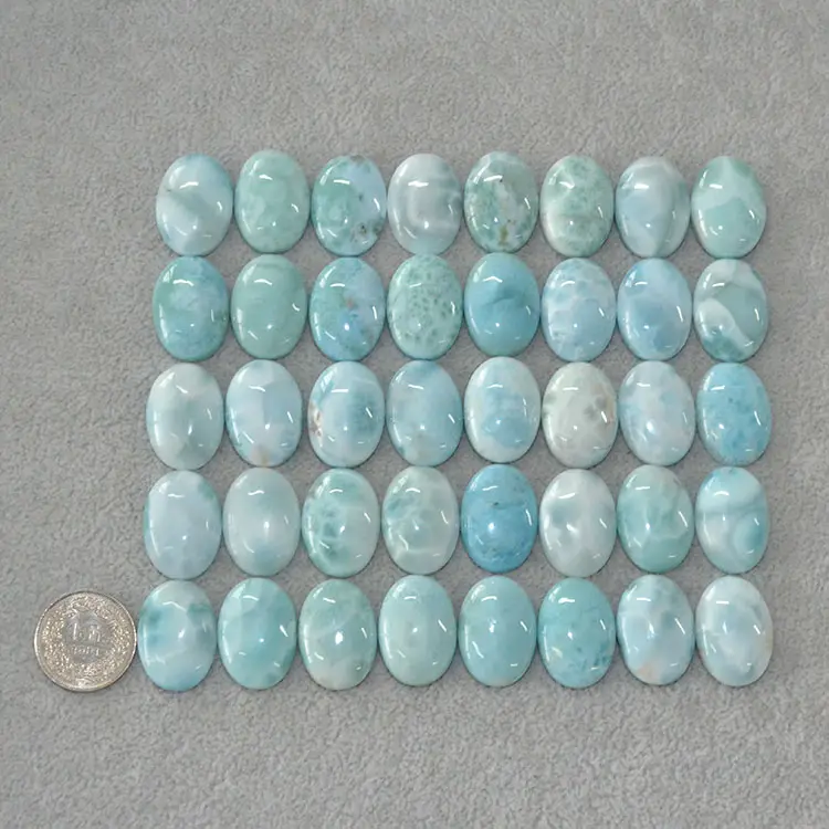 25x18mm standar ukuran besar biru Oval Cut besar Larimar Cabochon batu permata alami untuk liontin kalung perhiasan