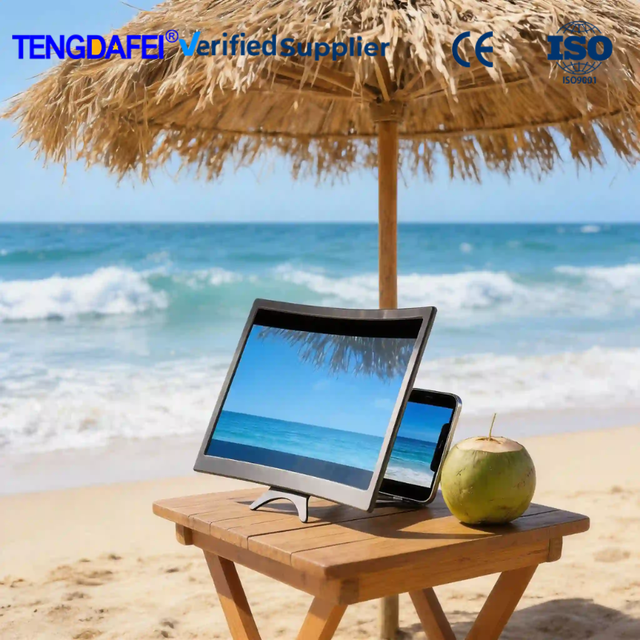 12" Hands-Free Curved HD Plastic Phone Screen Amplifier 3-4X Enlarger Eye Protection Stand Gaming Beach Holiday Live Stream