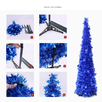 Sapin de Noël en guirlandes de 1,2 m, 1,5 m, 1,8 m avec étoiles, sapin de Noël mince doré, argenté, rouge, bleu, vert pour la décoration de fêtes de fin d'année