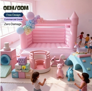 ปราสาทสีชมพูสำหรับเด็กเล่น อุปกรณ์เล่นนุ่มสีชมพูสำหรับเด็กวัยเตาะแตะและเด็กก่อนวัยเรียน ให้เช่าพร้อมเครื่องเล่นหมุน - Product Image 1