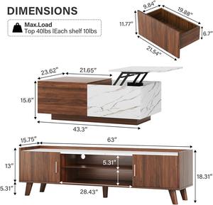 סיטונאי מודרני מבריק גבוהה סגנון פורניר הוביל בידור 65 "טלוויזיה לעמוד עם שקעים כוח אחסון מוסתר - Product Image 4