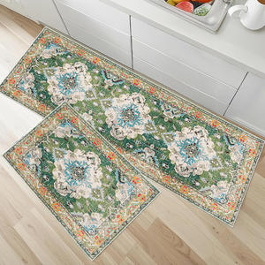 Tapis de cuisine classique à motif médaillon, rectangulaire, antidérapant, en fibre de polyester, nettoyage facile, paillasson de style européen 23DFR0025 - Product Image 3