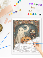 CHENISTORY Peinture par numéros DIY pour adultes, thème Halloween : Fantômes, citrouilles et chatons, à colorier par numéros