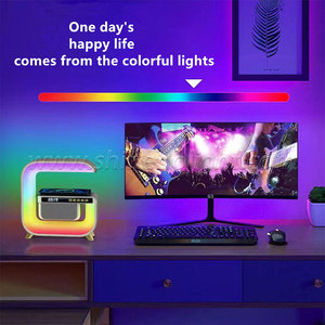 Mini g hình dạng thông minh đèn bàn, không dây cạnh giường ngủ Đèn bàn LED RGB ánh sáng ban đêm không dây sạc đèn với loa đồng hồ báo thức - Product Image 4