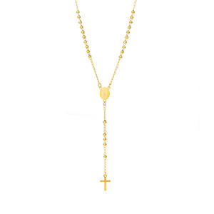 Collar de Cruz con Flecos de Moda - Galvanizado con Oro de 18K. Dije de la Virgen María en Cruz. Collar de Acero Inoxidable. - Product Image 5