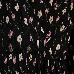 Của phụ nữ giản dị lỏng Maxi Dress với hoa in dài bóng tay áo tự nhiên Vòng eo có thể giặt chồng chéo phía trước thiết <span class=keywords><strong>k</strong></span>ế - Product Image 6