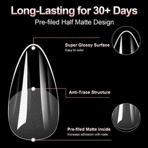 100 piezas <span class=keywords><strong>de</strong></span> almendra larga cubierta completa esculpida puntas <span class=keywords><strong>de</strong></span> <span class=keywords><strong>uñas</strong></span> <span class=keywords><strong>de</strong></span> Gel suave Prensa en <span class=keywords><strong>uñas</strong></span> <span class=keywords><strong>de</strong></span> extensión - Product Image 2