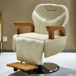 Fauteuil de Barbier Moderne Hydraulique Inclinable pour Salon, Siège Rembourré pour Studio de Coiffure avec Accoudoirs en Bois - Product Image 1