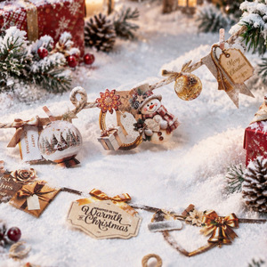 Confezione da 10 Adesivi Serie Bandierine Gioiose, Decorazioni Natalizie per Scrapbooking - Product Image 2