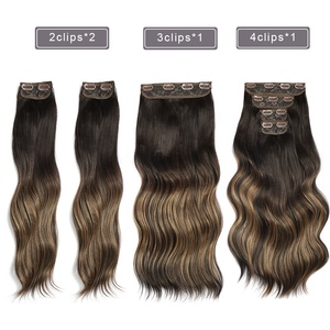 <span class=keywords><strong>GLADYS</strong></span> Juego de 4 Extensiones de Cabello Sintético Largo y Ondulado Natural con Clip, 22 Pulgadas, para Mujer, en Color Marrón, Rubio y Negro - Product Image 2