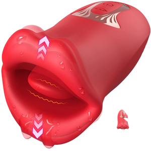 Vibratore a Forma di Lingua in Silicone Rosso Rosa, 10 Modalità di Vibrazione <span class=keywords><strong>e</strong></span> Stimolazione per <span class=keywords><strong>Donne</strong></span>, 100% Impermeabile, Ricaricabile USB - Product Image 1