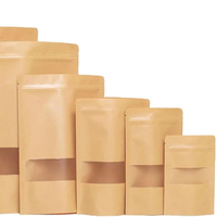 Sacs en papier kraft personnalisés, autoportants et auto-scellants, avec fenêtre, pour l'emballage de thé, de noix et d'aliments