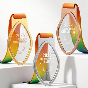 Medalla de Metal con Cristal Ovalado Personalizada, Grabada, Premio para Campeón de Maratón, para Ceremonia de Premiación Deportiva, Regalo - Product Image 1