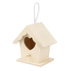Casa de pássaros de madeira DIY, alimentador de pássaros suspensos, ornamentos para casas de pássaros, artesanato em madeira, caixa de criação de papagaios e peônia