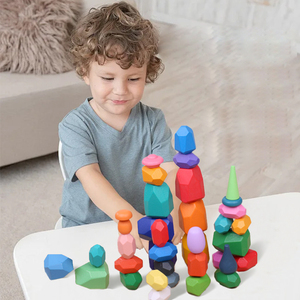 40 Stuks Houten Sorteren En Stapelen Stenen Regenboog Balanceren Constructie Houten Stapelen Rotsen Bouwstenen Educatief Speelgoed - Product Image 2