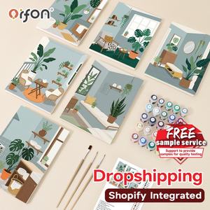Orfon casa e pianta <span class=keywords><strong>estetica</strong></span> <span class=keywords><strong>Art</strong></span> Set 6 pz Mini Paint by Numbers Kit, piccolo dipinto da te per numeri, OEM Global Dropshipping - Product Image 1