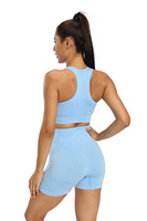 Ensemble de yoga sexy pour femmes : Leggings de sport taille haute, soutien-gorge de sport, vêtements de fitness, leggings de compression sans couture pour la course à pied