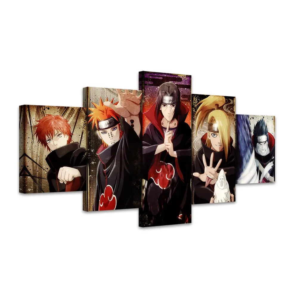 Wholesale 5pcs Anime Poster for Home Decor Japanese Cartoon Wall Paintings Canvas Printing Wall Art
