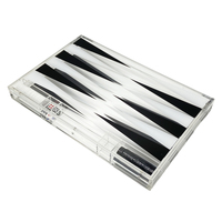Jeu de Backgammon Moderne en Acrylique Transparent, Plateau en Lucite, Dés Bleus et Blancs Œil Turc, Pions, Jeu de Table Personnalisé, Coffret Cadeau