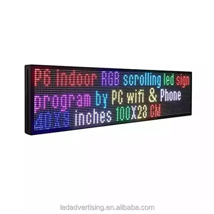 Aangepaste Indoor Outdoor P10 Full Color Led Running Tekst Rgb Display Scrolling Board Wifi Programmeerbaar Bericht Led Scroll Scherm