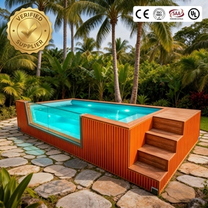 <span class=keywords><strong>Piscine</strong></span> hors sol modulaire préfabriquée en fibre de verre sans soudure <span class=keywords><strong>avec</strong></span> <span class=keywords><strong>coque</strong></span> en PRV durable pour usage résidentiel à long terme - Product Image 1