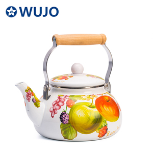 थोक 2L तामचीनी चाय पानी की केतली 2.5L चायदानी तामचीनी केतली के साथ फूल मामले - Product Image 5