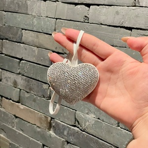 Bling Korean Cute Pendant Phone Strap Bling Shiny Rhinestone Keychain Heart Pendant Anti Loss Security Key Chains Handbag Charms