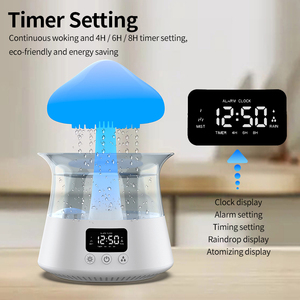 Đồng hồ báo thức nước thả nấm mưa Thì Thầm Tiếng ồn trắng 7 đèn màu ánh sáng mùi hương Máy khuếch tán hương thơm humidificateur - Product Image 5