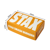 Boîte en carton ondulé pour emballage de hamburgers à emporter, en matériaux recyclés de qualité alimentaire, avec impression de logo personnalisé