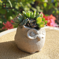 Pot de fleurs hibou en résine et ciment, style minimaliste, pour plantes succulentes, décoration de bureau et maison, cadeau original