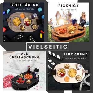 Caja de Aperitivos Ecológica de Bambú Natural, Apta para Microondas y Lavavajillas, con Tapa Magnética y 4 Tazones de Vidrio para Bebidas en el Sofá o Bar - Product Image 2