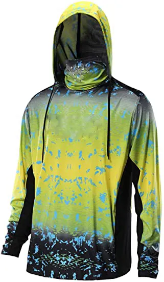 Logo personalizzato all'ingrosso 100% poliestere Quick Dry ventilato UPF50 + camicie con cappuccio da pesca da trekking a maniche lunghe da uomo con ghetta sul collo