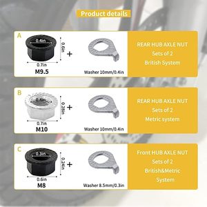 12 pièces moyeu de vélo écrou d'essieu à bride et kit de rondelle de sécurité 3 tailles pour <span class=keywords><strong>roue</strong></span> de vélo <span class=keywords><strong>avant</strong></span> et arrière - Product Image 3